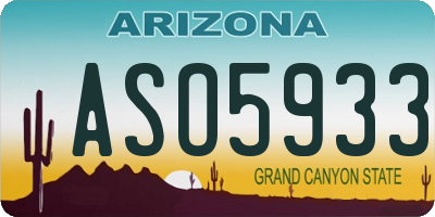 AZ license plate ASO5933