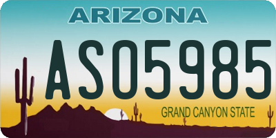 AZ license plate ASO5985