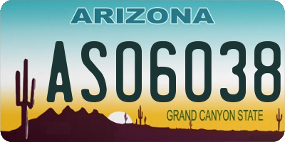 AZ license plate ASO6038