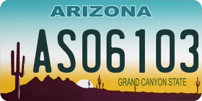 AZ license plate ASO6103