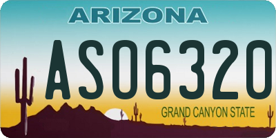AZ license plate ASO6320