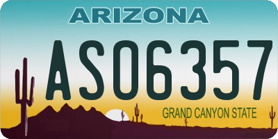 AZ license plate ASO6357