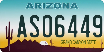 AZ license plate ASO6449