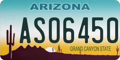 AZ license plate ASO6450