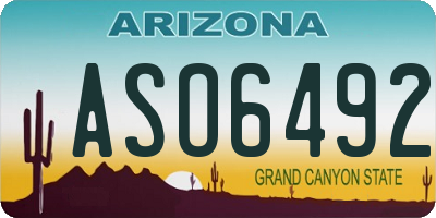 AZ license plate ASO6492