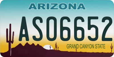 AZ license plate ASO6652