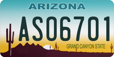 AZ license plate ASO6701