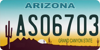AZ license plate ASO6703