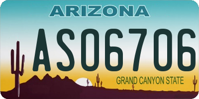 AZ license plate ASO6706