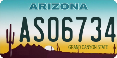 AZ license plate ASO6734