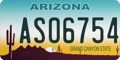 AZ license plate ASO6754