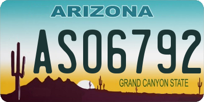 AZ license plate ASO6792