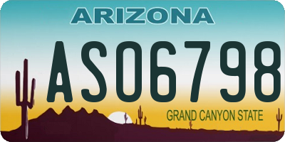 AZ license plate ASO6798