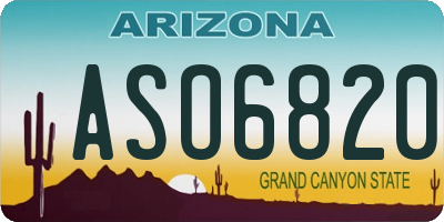 AZ license plate ASO6820