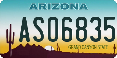 AZ license plate ASO6835