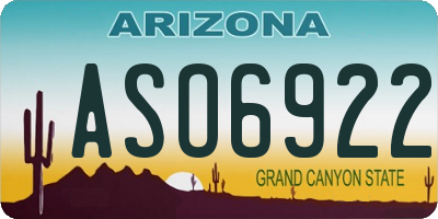 AZ license plate ASO6922