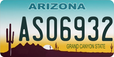 AZ license plate ASO6932