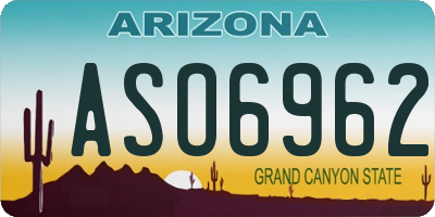 AZ license plate ASO6962