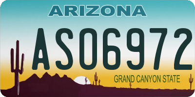 AZ license plate ASO6972