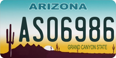 AZ license plate ASO6986