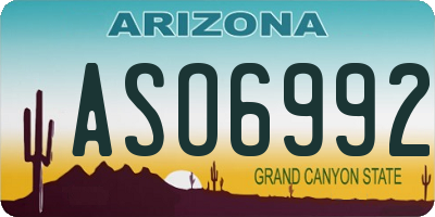 AZ license plate ASO6992