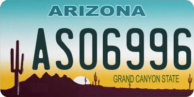 AZ license plate ASO6996