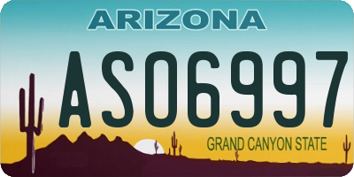 AZ license plate ASO6997