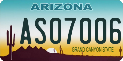 AZ license plate ASO7006