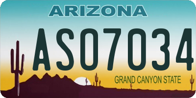 AZ license plate ASO7034