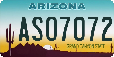 AZ license plate ASO7072