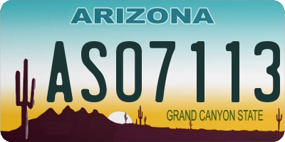 AZ license plate ASO7113
