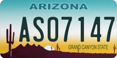 AZ license plate ASO7147