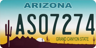 AZ license plate ASO7274