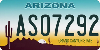 AZ license plate ASO7292