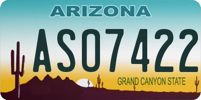 AZ license plate ASO7422