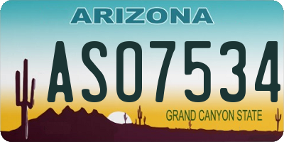 AZ license plate ASO7534