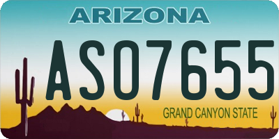 AZ license plate ASO7655
