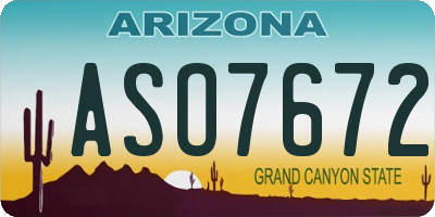 AZ license plate ASO7672