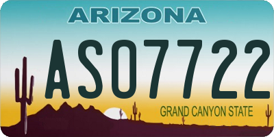 AZ license plate ASO7722
