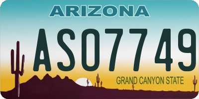 AZ license plate ASO7749