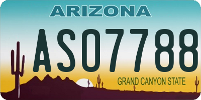 AZ license plate ASO7788