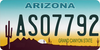 AZ license plate ASO7792