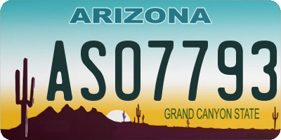 AZ license plate ASO7793