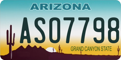 AZ license plate ASO7798