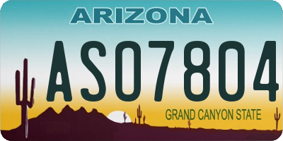 AZ license plate ASO7804