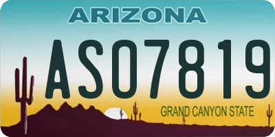 AZ license plate ASO7819