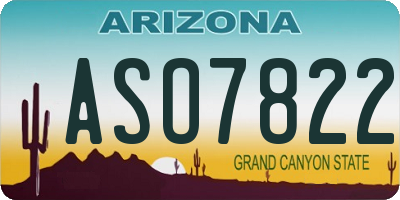 AZ license plate ASO7822