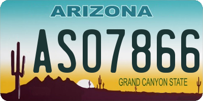 AZ license plate ASO7866