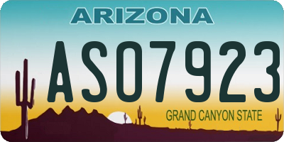 AZ license plate ASO7923