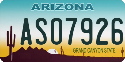 AZ license plate ASO7926